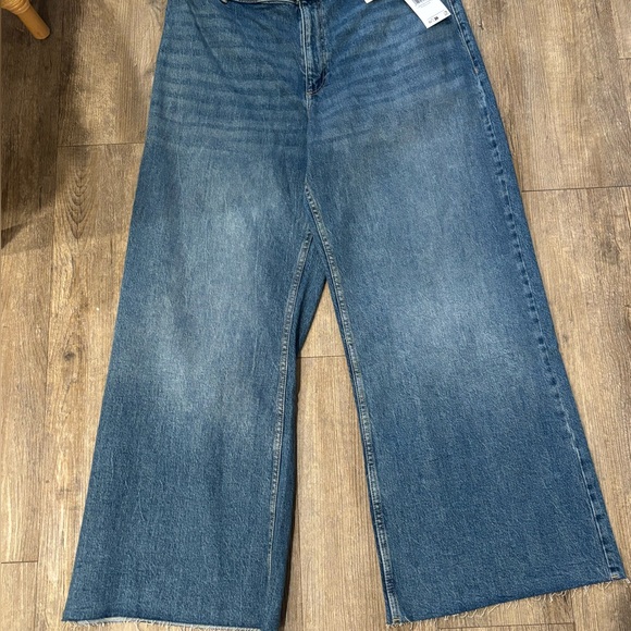 NWT Mango High Waisted Wide-Leg Coulotte Blue Jeans sz 14 - Picture 6 of 7